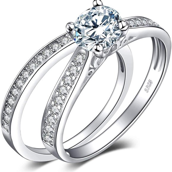 ๐ 1ct CZ Solitaire Bridal Set โ 925 Sterling Silver ๐ - Picture 6 of 8